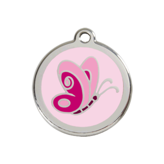 Red Dingo Butterfly Tag - Light Pink - Large - Lifetime Guarantee - Cat, Dog, Pet ID Tag Engraved