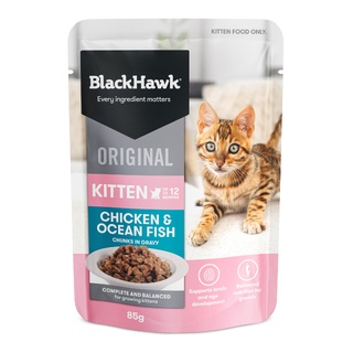 BlackHawk Cat - Kitten - Original Chicken & Ocean Fish in Gravy - 85gm's x 12 pouches