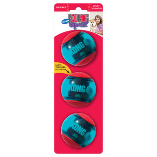 KONG Squeezz Action Squeaking Dog Balls Medium - 3 pack 