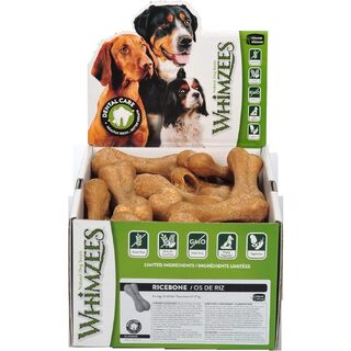 Whimzees Ricebone Dental Treats for Dogs - Med/Large - Bulk Box 50 pack