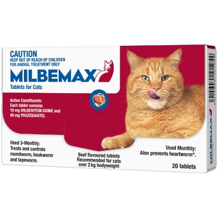 Milbemax Allwormer for Large Cats Over 2kg - 20 Pack