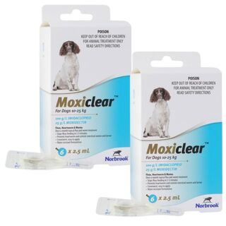 Moxiclear for Medium Dogs 10-25kg (Blue) - 12pack (Note 2 x 6 packs)